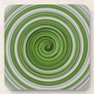 Green-white spiralpattern coaster