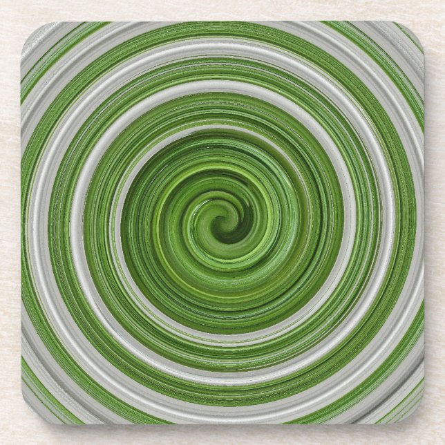 Green-white spiralpattern coaster (Front)