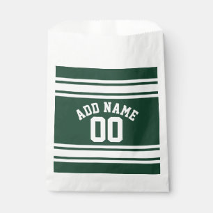 Green White Sports Jersey with Name and Number Favour Bags