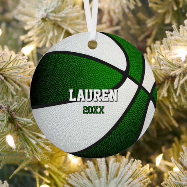 green white sports keepsake gifts basketball metal tree decoration (Insitu)