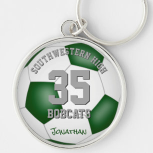 green white sporty team colours boys girls soccer key ring