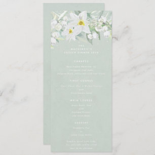 Green White Spring Florals Flat 4 Course Easter Menu