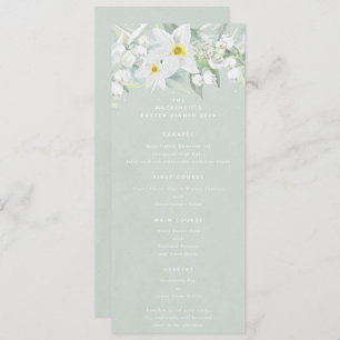 Green White Spring Florals Flat 4 Course Easter Menu