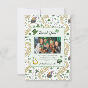 Green & White St Patricks Irish Thank You Card