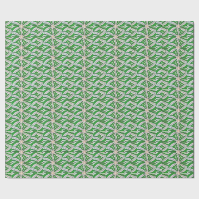Green White Star Drawing, Art by Kids :) Wrapping Paper (Seam)