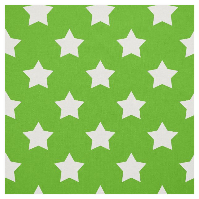 Green White Stars Pattern Decorative Textile Fabric (Swatch)