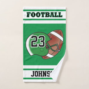 Green & White Stripe Football Jersey Hand Towel
