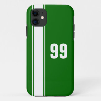 Green & White Stripe Jersey Numbered iPhone Case