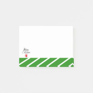 Green White Stripe Merry Christmas Post-it Notes