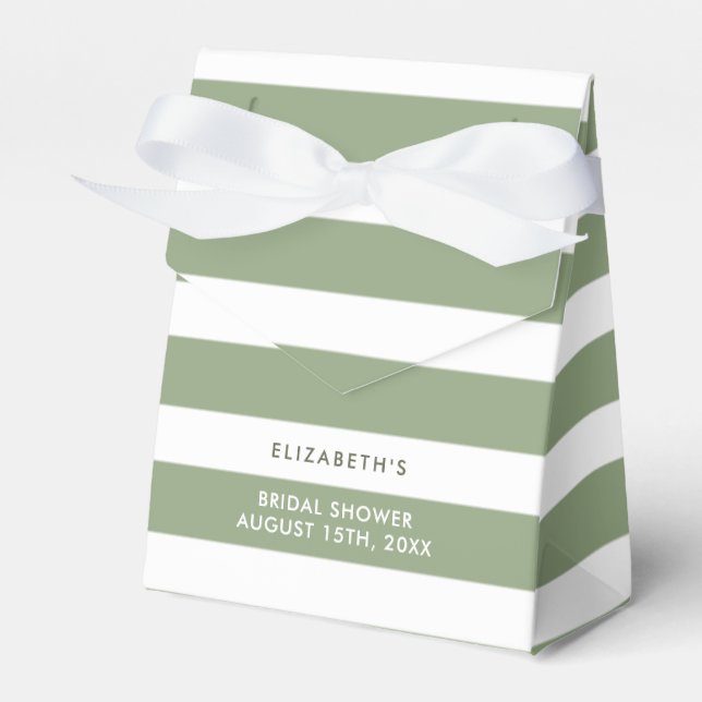 Green White Stripe Pattern Bridal Shower  Favour Box (Front Side)
