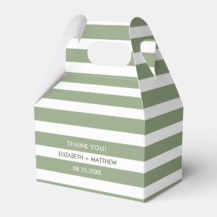 Green White Stripe Pattern Wedding Favour Boxes