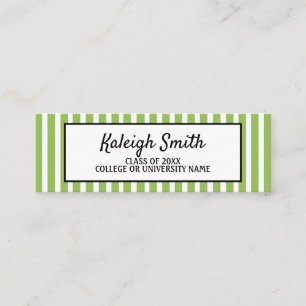 Green White Striped Graduation Insert Name Card