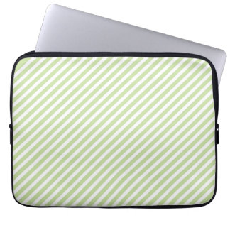 Green & White Striped Laptop Sleeve