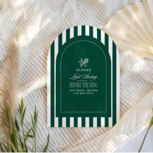 Green & White Striped Last Swing Before the Ring Invitation