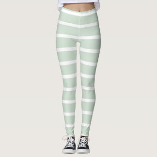 Green & White Striped Leggings 