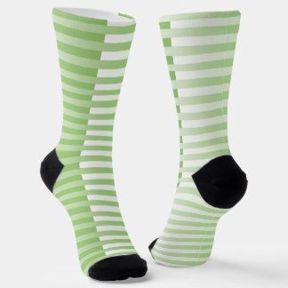 Green White Striped Pattern Socks