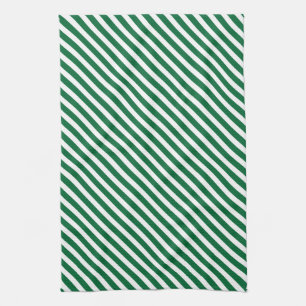 Green & White Striped Pattern Tea Towel