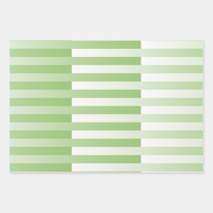 Green White Striped Pattern  Wrapping Paper Sheet