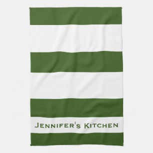 Green & White Striped Stripe Kitchen Towels Towel