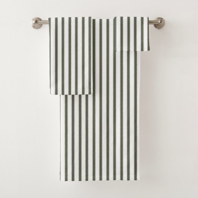 Green White Stripes  Bath Towel Set (Insitu)