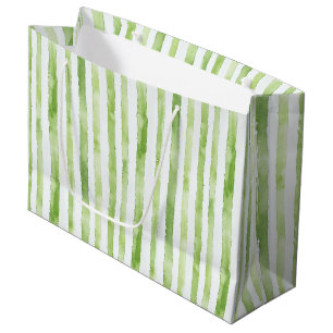 Green White Stripes Beach Birthday Large Gift Bag