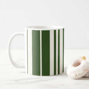 Green White Stripes Coastal Seaside Coffee Mug