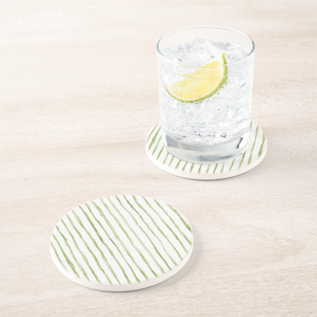 Green White Stripes Coaster (Side)