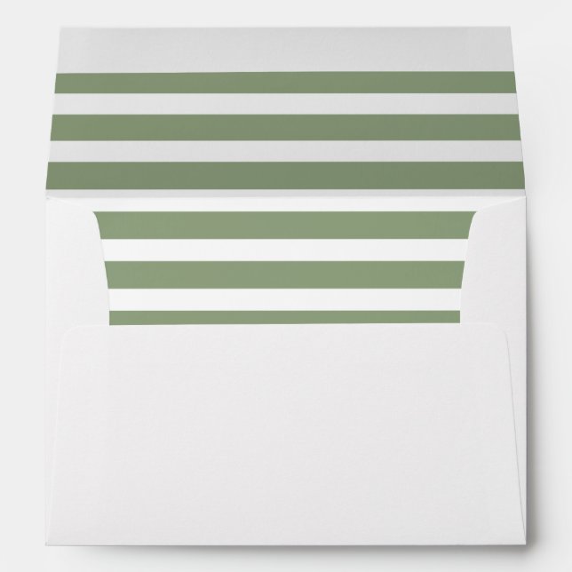 Green White Stripes Floral Graduation  Envelope (Back (Bottom))