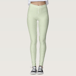 Green White Stripes Leggings