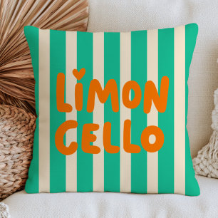 Green& White Stripes LimonCello Modern Summer Cushion