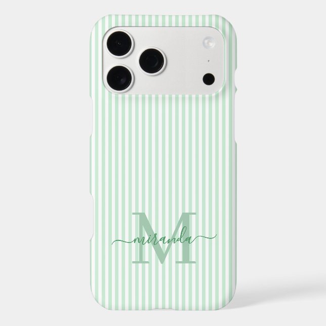 Green & White Stripes Monogram Initial (Back)