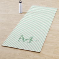 Green & White Stripes Monogram Name