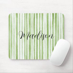Green White Stripes Mouse Mat