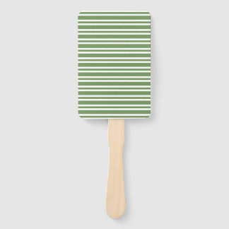Green White Stripes Pattern Hand Fan