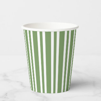 Green White Stripes Pattern Paper Cups