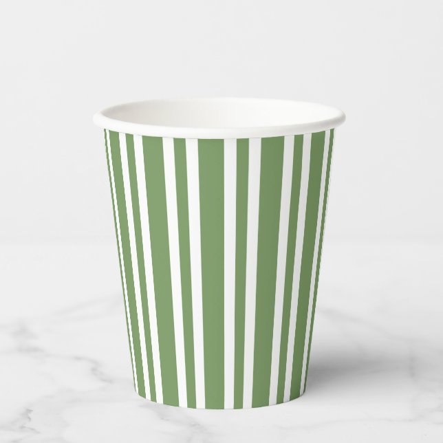 Green White Stripes Pattern Paper Cups (Front)