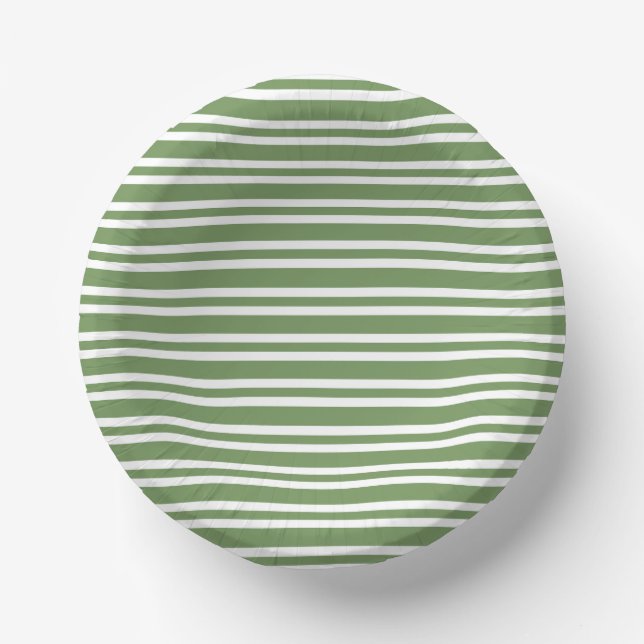 Green White Stripes Pattern Paper Plate (Front)