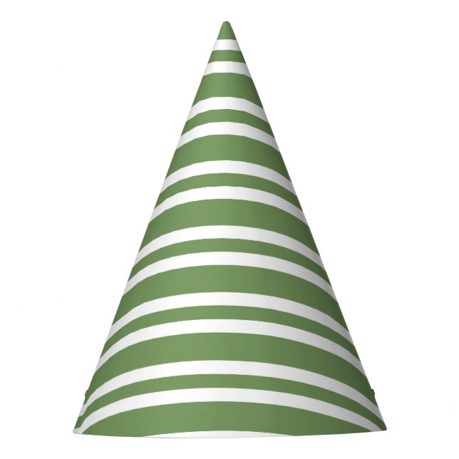 Green White Stripes Pattern Party Hat (Front)