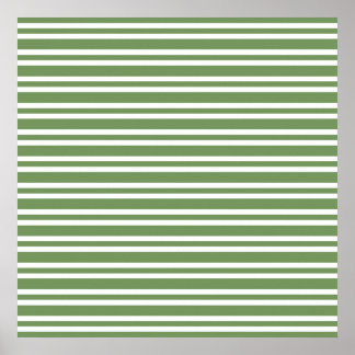Green White Stripes Pattern Poster