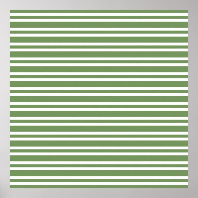 Green White Stripes Pattern Poster (Front)