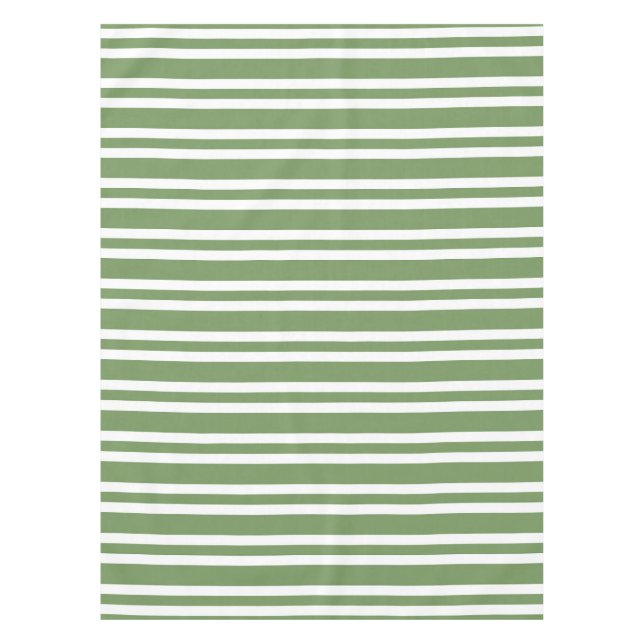 Green White Stripes Pattern Tablecloth (Front)