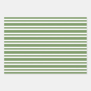 Green White Stripes Pattern Wrapping Paper Sheet