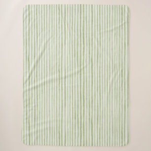 Green White Stripes Sherpa Blanket