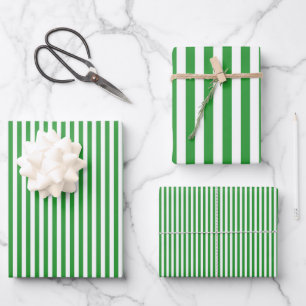 Green & White Stripes Wrapping Paper Sheet