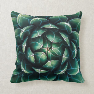 Green & White Succulent Cushion