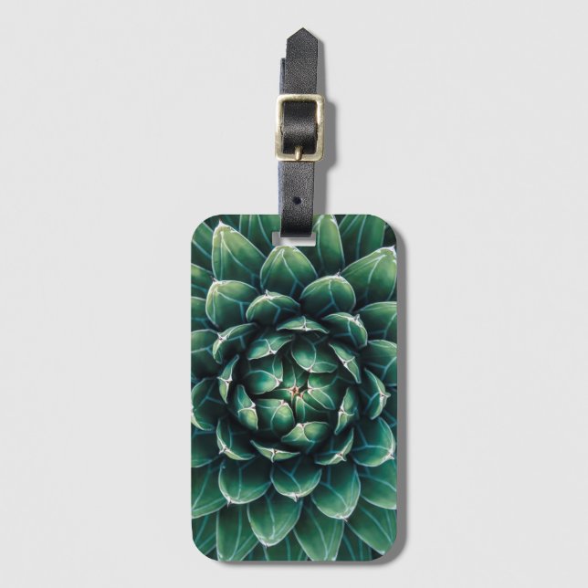 Green & White Succulent Luggage Tag (Front Vertical)
