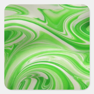 Green & white swirl square sticker