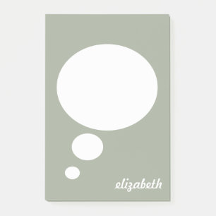 Green & White Talk Bubble Personalised Name Post-it Notes