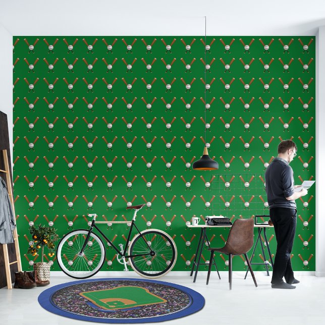 Green White & Tan Baseball Bats Crossing with Ball Wallpaper (Creator Uploaded)
