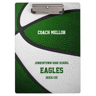 green white team colours basketball coach name clipboard